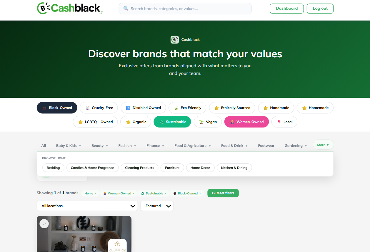 EqualiShop brand discovery page